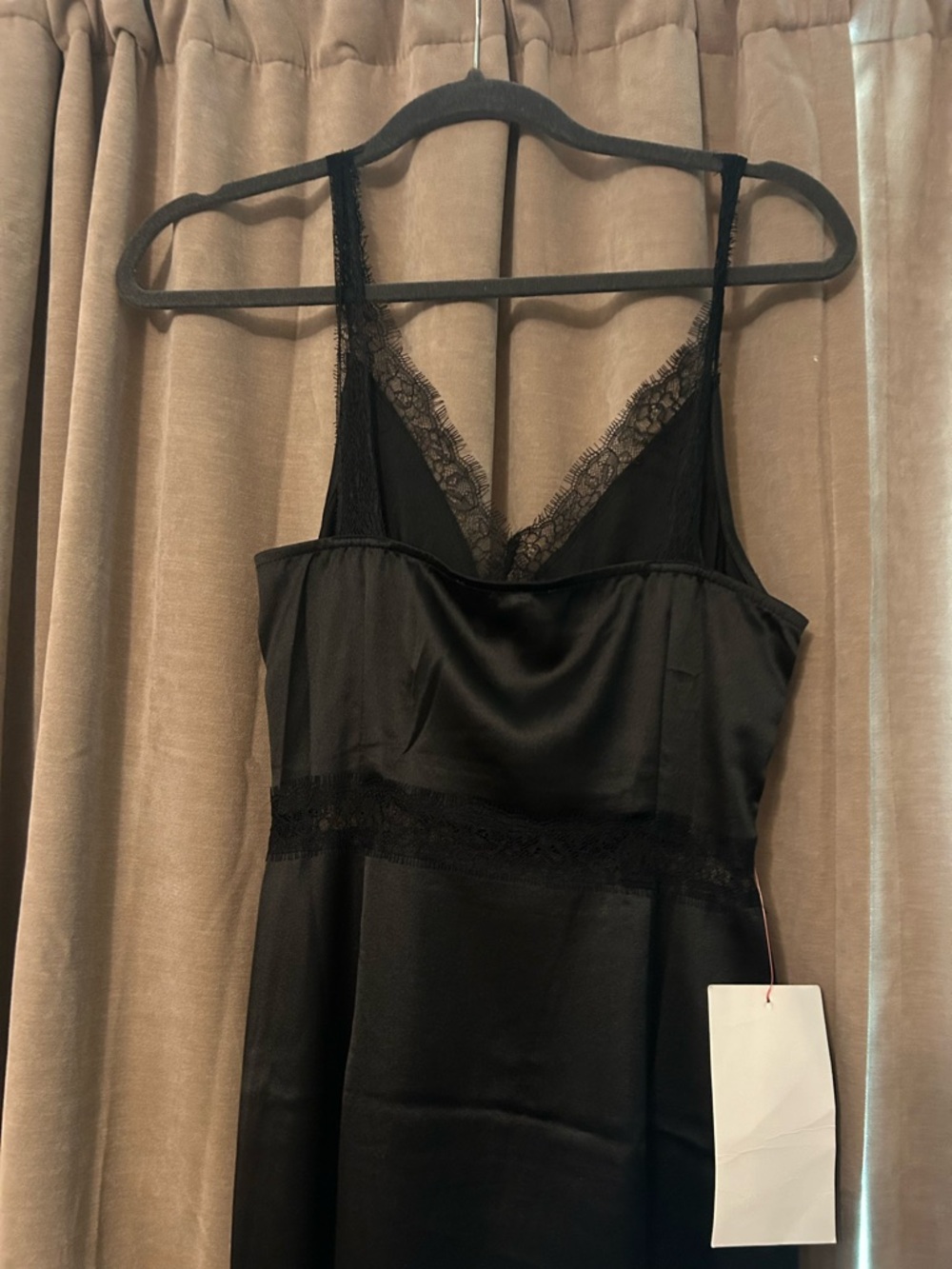 Never Fully Dressed Black Satin Slip with Lace Trim - Picture 3 of 7
